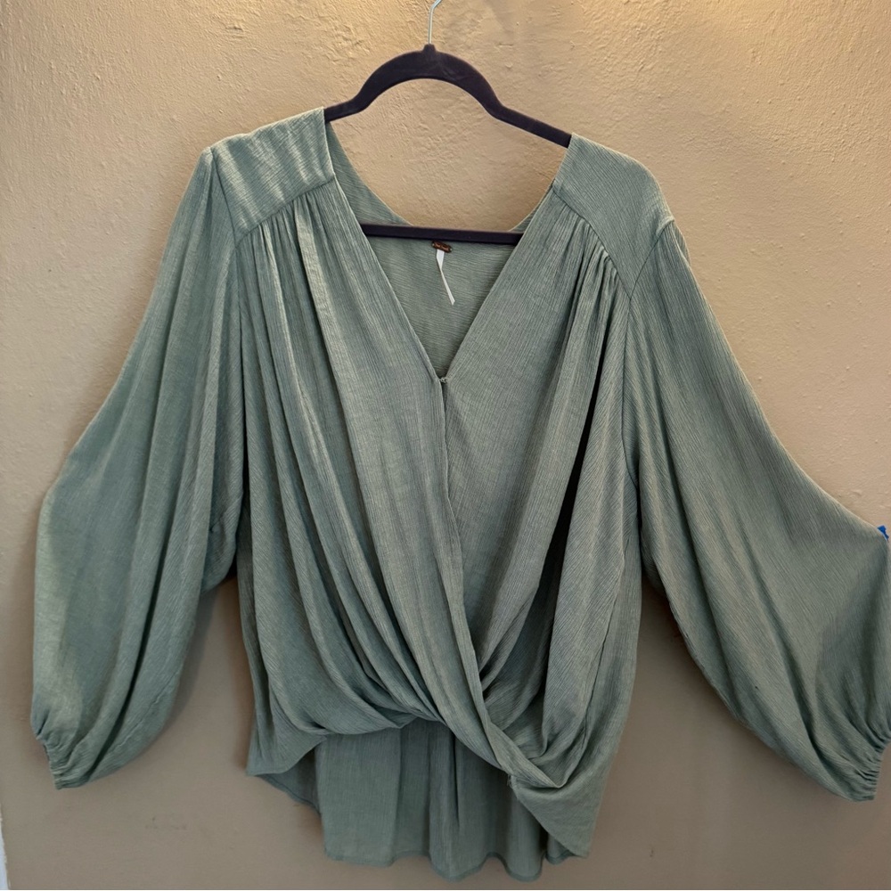 Free People Green Blouse with Chic Design